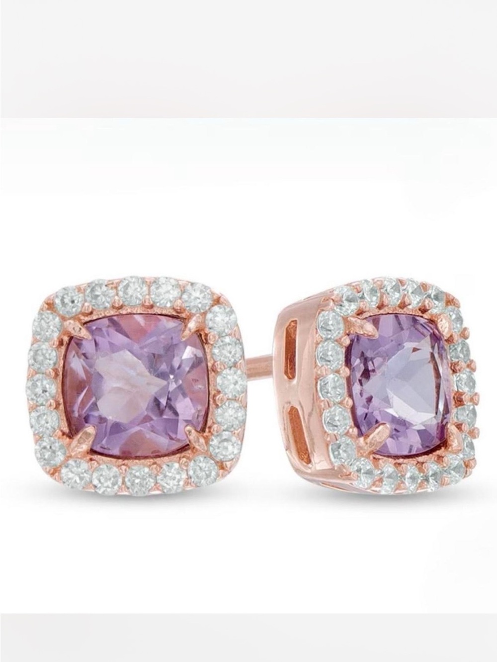 African Amethyst Square Cut Halo Earrings โ 4 Carat ๐ - Picture 10 of 10